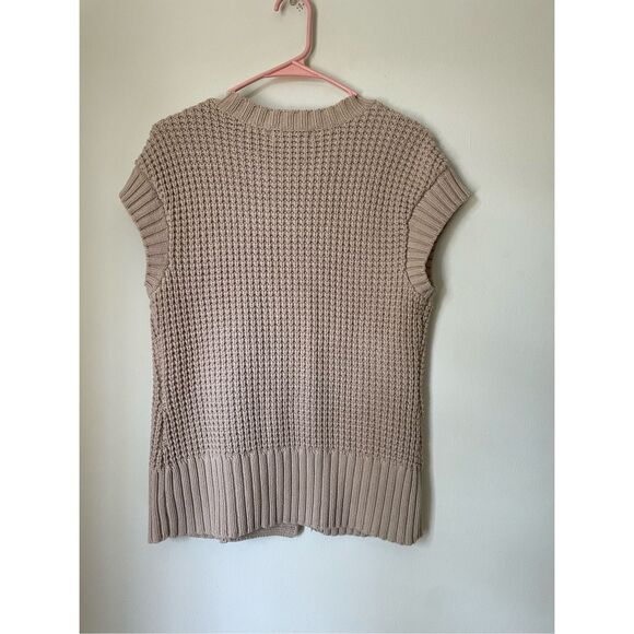 Michael by Michael Kors Womens Medium Sleeveless Button Up Sweater Vest Tan - Picture 6 of 6